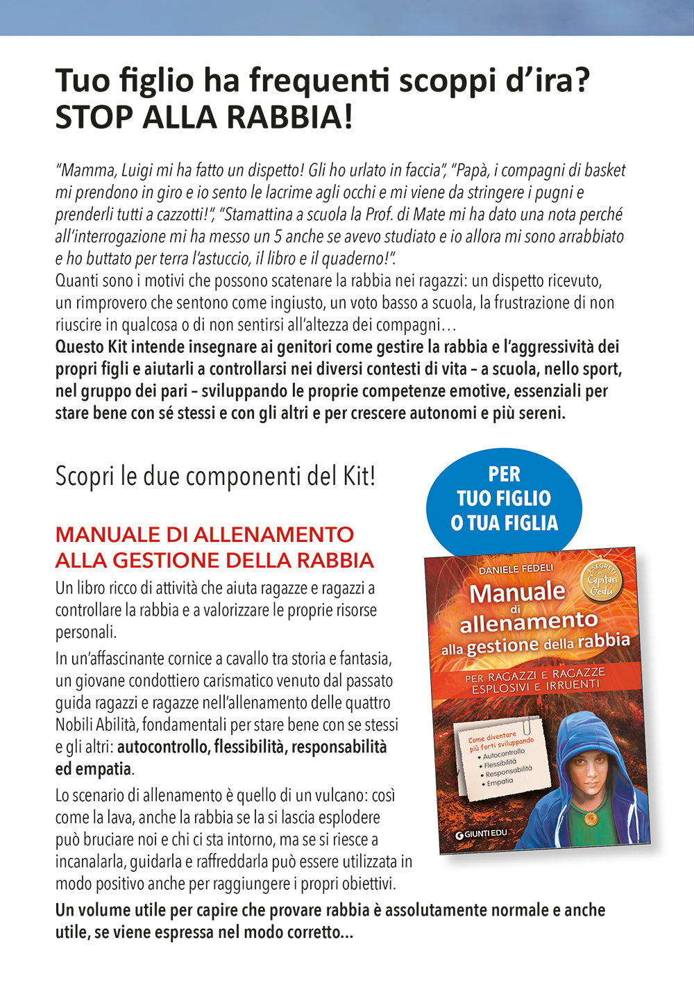 Kit per gestire la rabbia senza esplodere ::1 videocorso per l'adulto + 1 manuale per il ragazzo